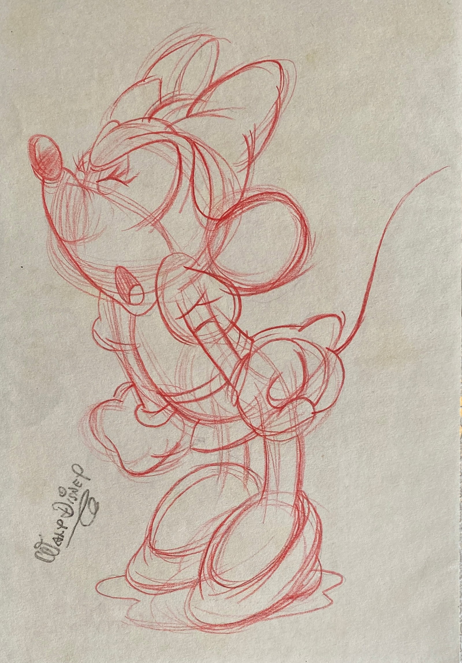 Walt Disney Hand Sketch of Pinocchio (style of): This lot consists of a hand painted Sketch in the style of the painter Walt Disney. Walter Elias Disney was an American businessman, animator, screenwriter, voice actor and film producer. A pioneer of