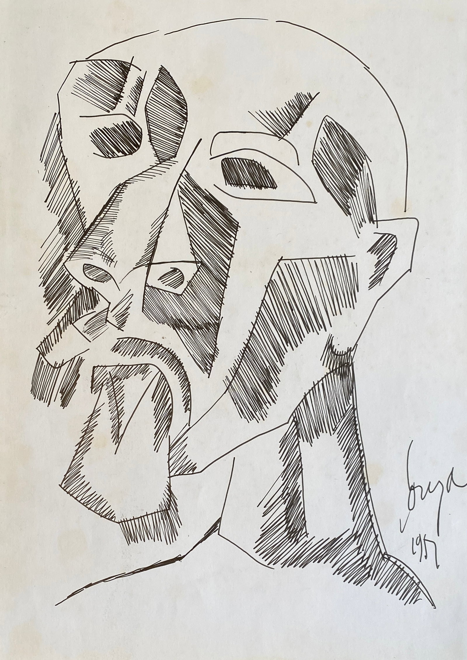 FRANCIS NEWTON SOUZA (1924-2002) PEN & INK (Style Of): This lot consists of a hand painted Ink on paper in the style of the painter FRANCIS NEWTON SOUZA.Francis Newton Souza was a Portuguese-British painter of Indian origin. He was a founding member of th