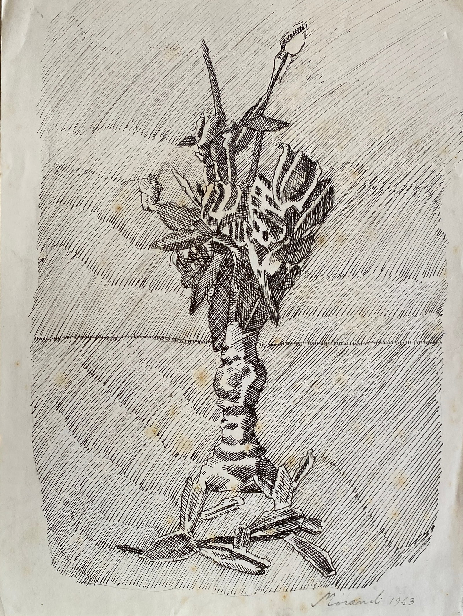 Giorgio Morandi (Italian, 1890-1964) Style Of: This lot consists of a hand painted ink on paper in the style of the painter Giorgio Morandi.He was born into a family in which he shared space with seven other siblings. In 1907, after a brief period