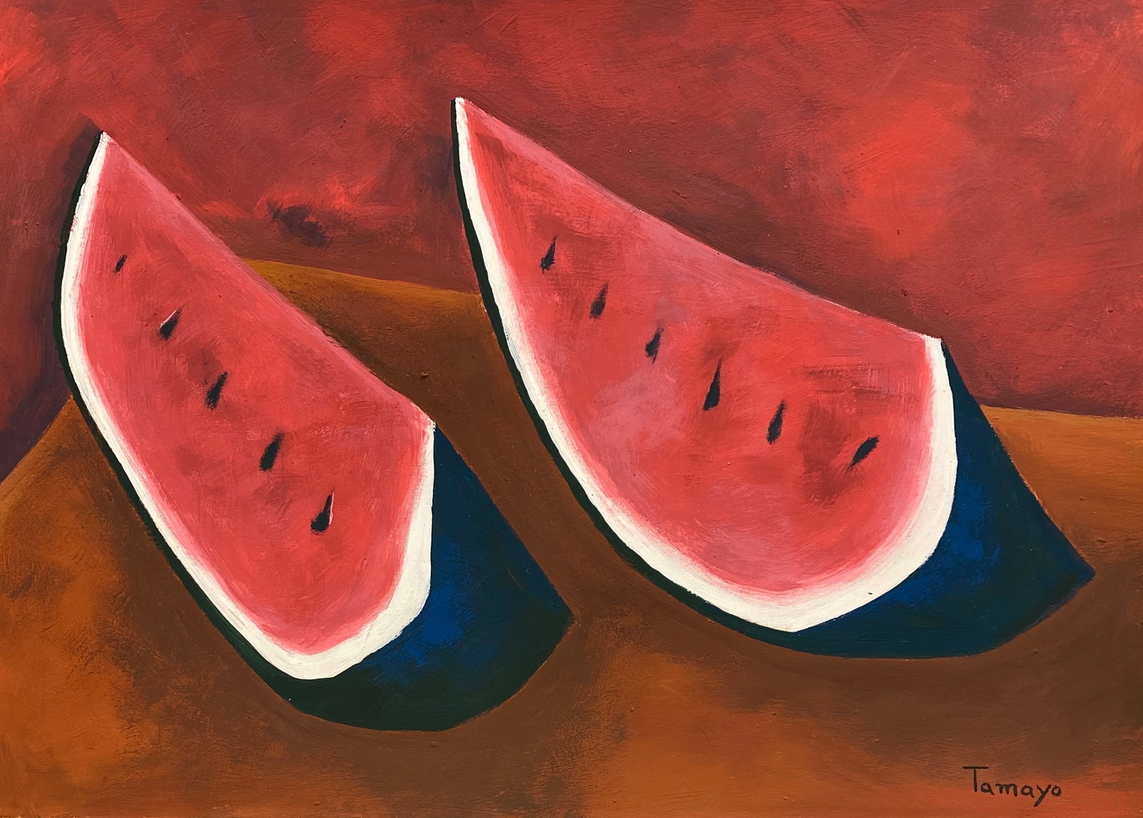 Rufino Tamayo (1899–1991) Style of – Watermelons, Mixed Media on Paper: This lot consists of a hand painted Mixed Media on paper in the style of the painter Rufino Tamayo. Rufino del Carmen Arellanes Tamayo (Oaxaca de Juárez, August 25, 1899 - Mexico City, June 24, 1991)