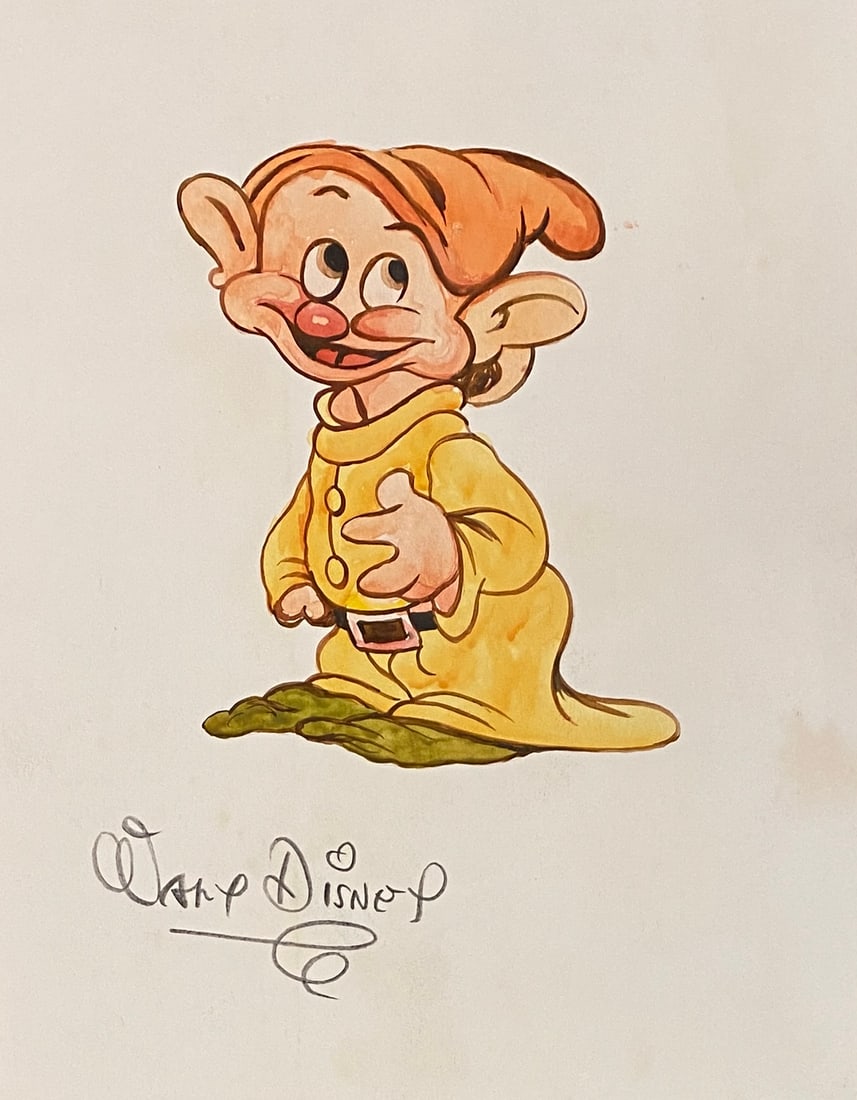 Walt Disney Hand Sketch (style of): This lot consists of a hand painted Sketch in the style of the painter Walt Disney. Walter Elias Disney was an American businessman, animator, screenwriter, voice actor and film producer. A pioneer of