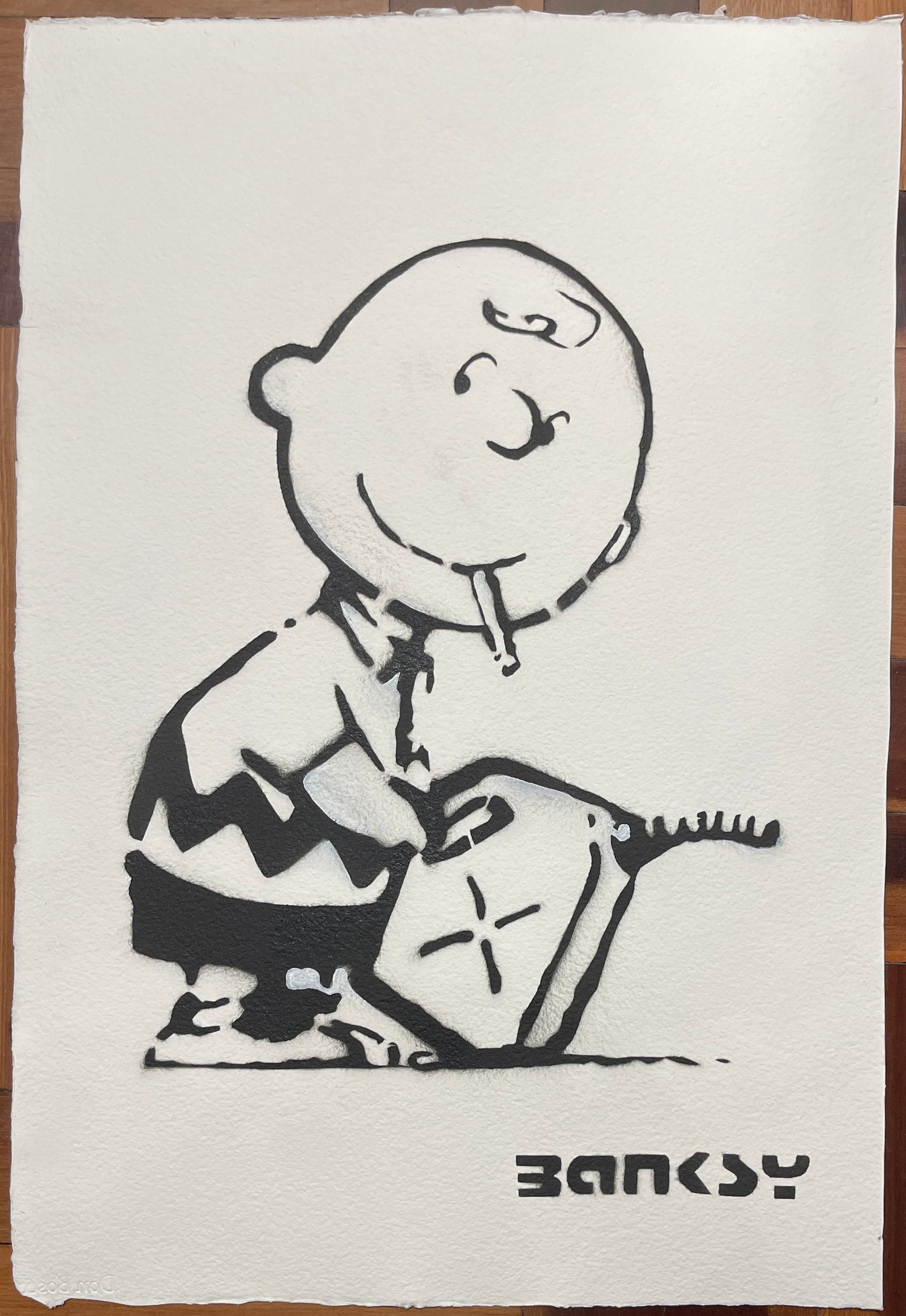 BANKSY (B. 1974), STENCIL SPRAY ON PAPER (Style Of): This lot consists of a Stencil Spray On Paper in the style of the painter Banksy. Banksy is a British street artist. He is one of the most media-savvy and controversial figures in the art scene of the