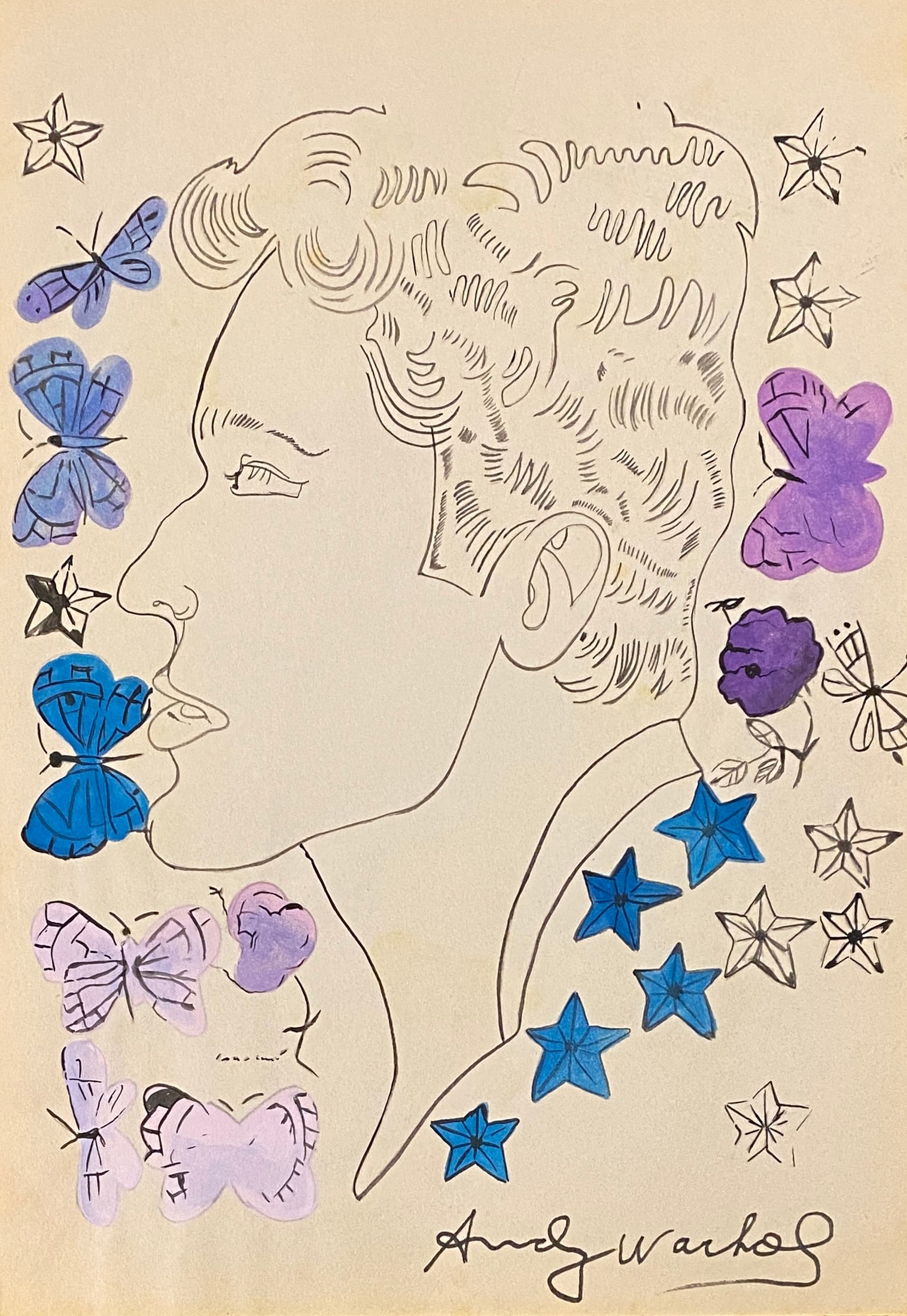 Andy Warhol American, 1928-1987 (Style Of): This lot consists of a hand painted Gouache on paper in the style of the painter Andy Warhol. Andy Warhol was an American artist and actor who played a crucial role in the birth and development of pop