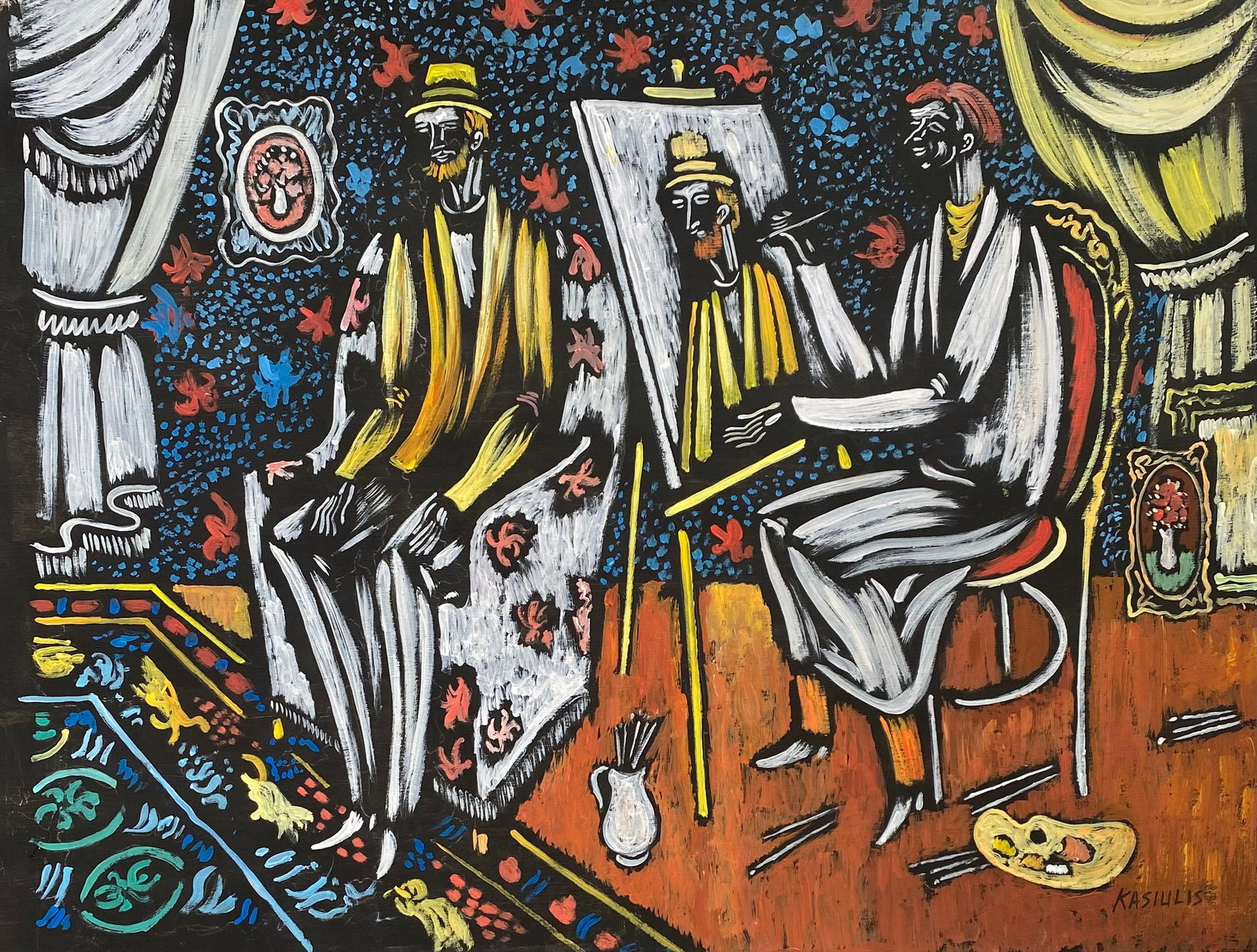 Vytautas KASIULIS (1918-1995) Gouache On Paper (Style Of): This lot consists of a hand painted Gouache on paper in the style of the painter Vytautas KASIULIS. Vytautas Kasiulis was a Lithuanian painter. Born into a family of artists - a descendant of the pain