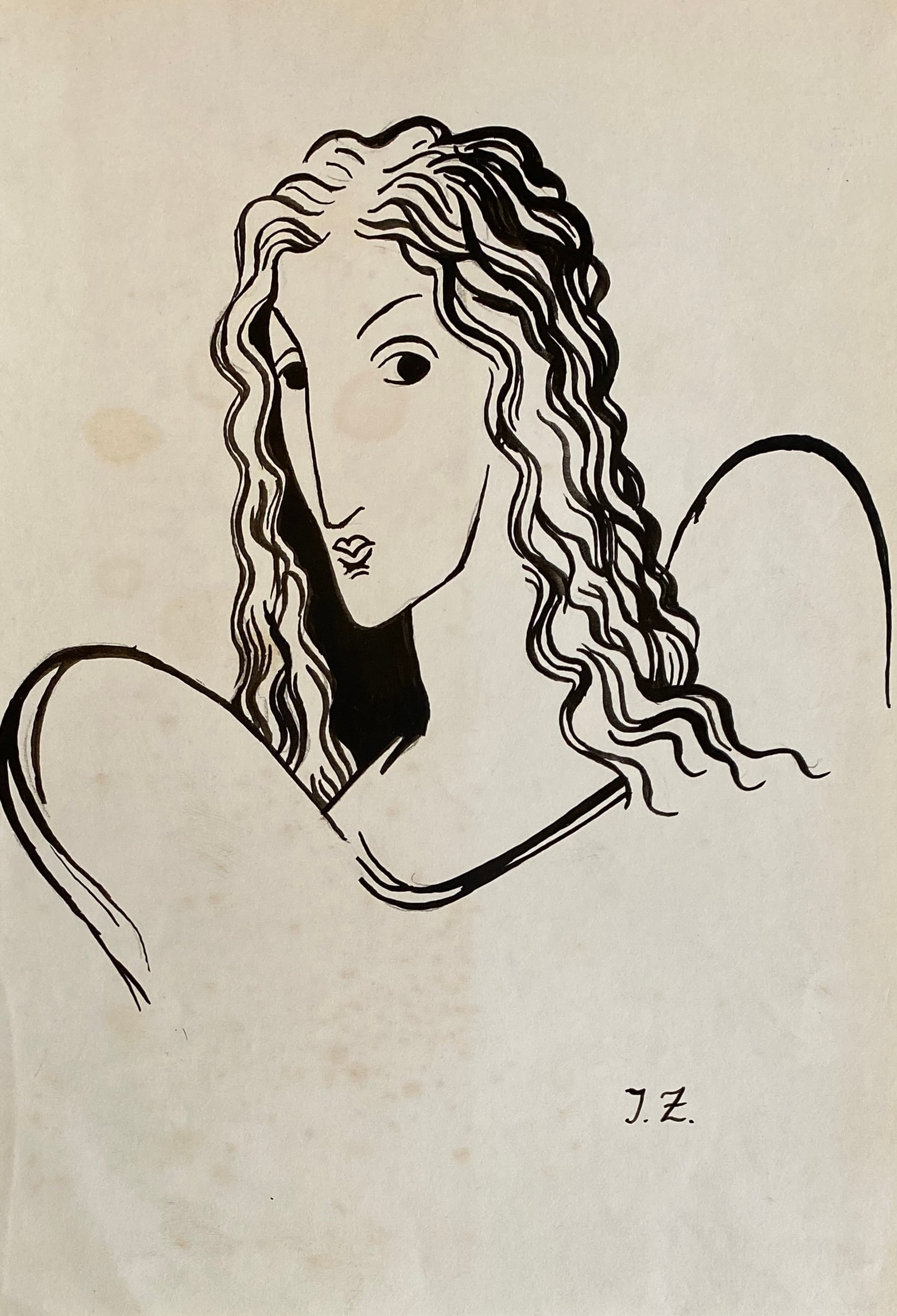 Jan Zrzavý INK ON PAPER - STYLE OF: This lot consists of a hand painted ink on paper in the style of the painter Jan Zrzavý. Jan Zrzavý was a prominent Czech painter, graphic artist and illustrator of the 20th century. Image Size: 9 b
