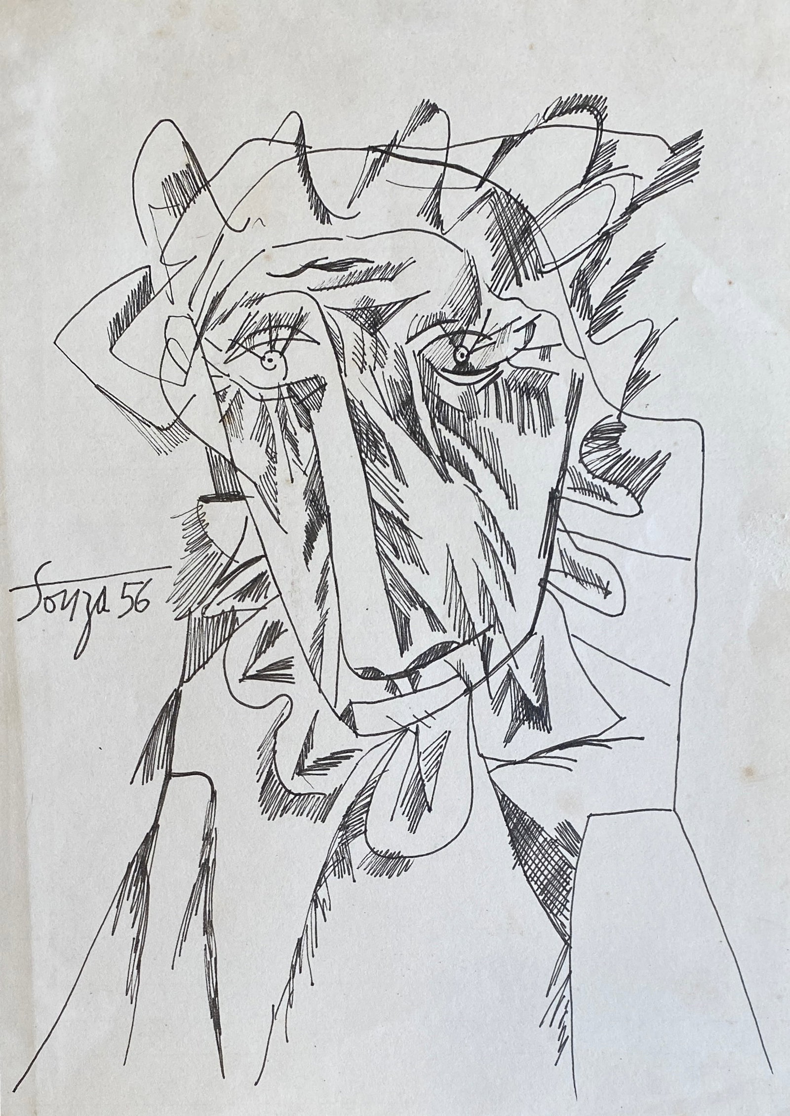 FRANCIS NEWTON SOUZA (1924-2002) PEN & INK (Style Of): This lot consists of a hand painted Ink on paper in the style of the painter FRANCIS NEWTON SOUZA.Francis Newton Souza was a Portuguese-British painter of Indian origin. He was a founding member of th