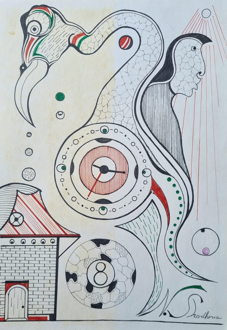 Welmon Sharlhorne Style Of: This lot consists of a hand painted Mixed Media rendered in the style of the American painter Welmon Sharlhorne. Welmon Sharlhorne is an American visual artist. He is self-taught and is considered an 