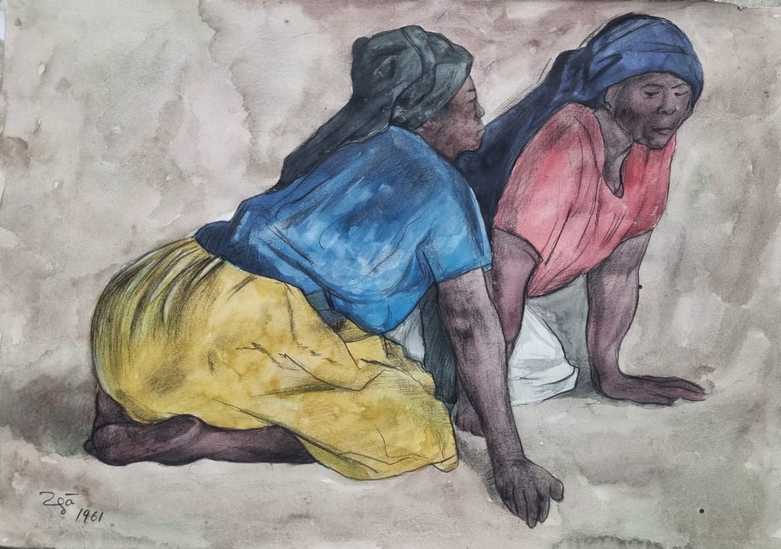Francisco ZUNIGA 1912-1998 PAINTING (Style Of): This lot consists of a hand Painting on paper in the style of the painter Francisco ZUNIGA (1912-1998). (San José de Costa Rica, 1912 - Mexico, 1998) Costa Rican sculptor and painter, based in Mexico