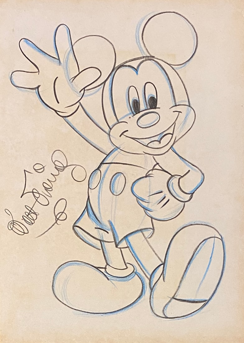 Walt Disney Hand Sketch (style of): This lot consists of a hand painted Sketch in the style of the painter Walt Disney. Walter Elias Disney was an American businessman, animator, screenwriter, voice actor and film producer. A pioneer of