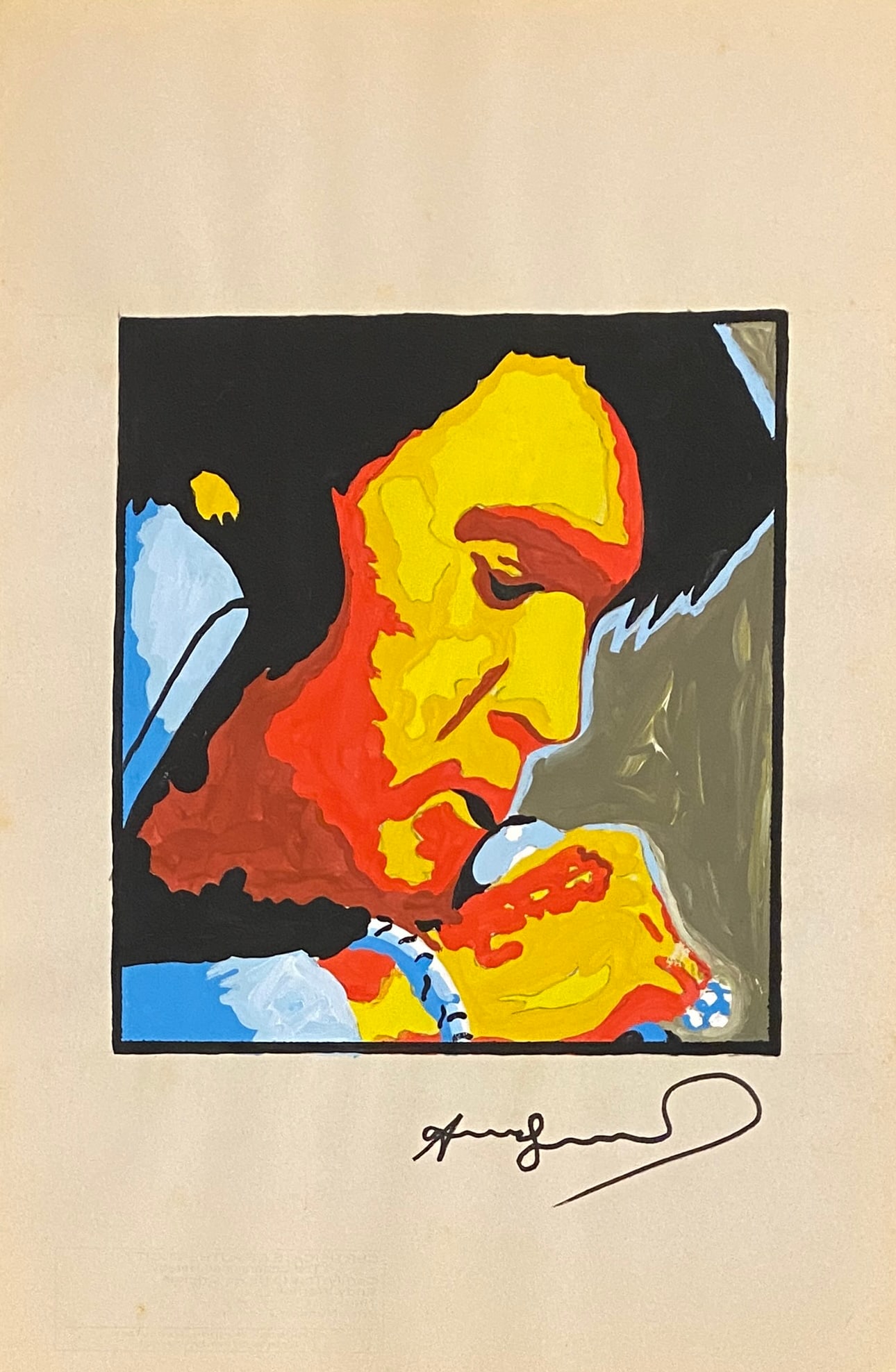 Andy Warhol American, 1928-1987 (Style Of): This lot consists of a hand painted Gouache on paper in the style of the painter Andy Warhol. Andy Warhol was an American artist and actor who played a crucial role in the birth and development of pop