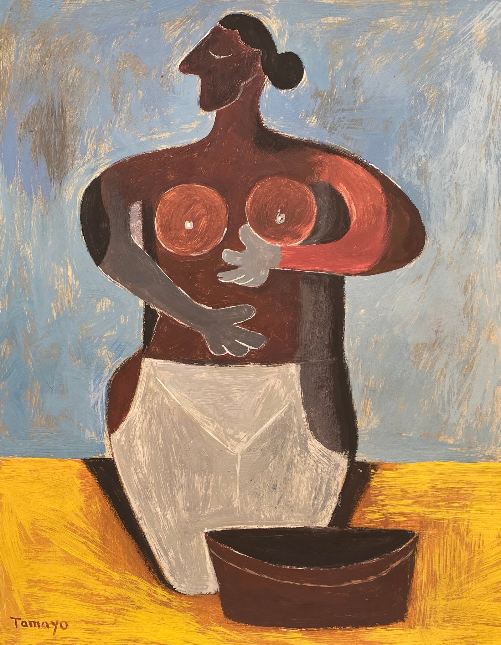 Rufino Tamayo (Mexican, 1899-1991) Style of: This lot consists of a hand painted Mixed Media on paper in the style of the painter Rufino Tamayo. Rufino del Carmen Arellanes Tamayo (Oaxaca de Juárez, August 25, 1899 - Mexico City, June 24, 1991)