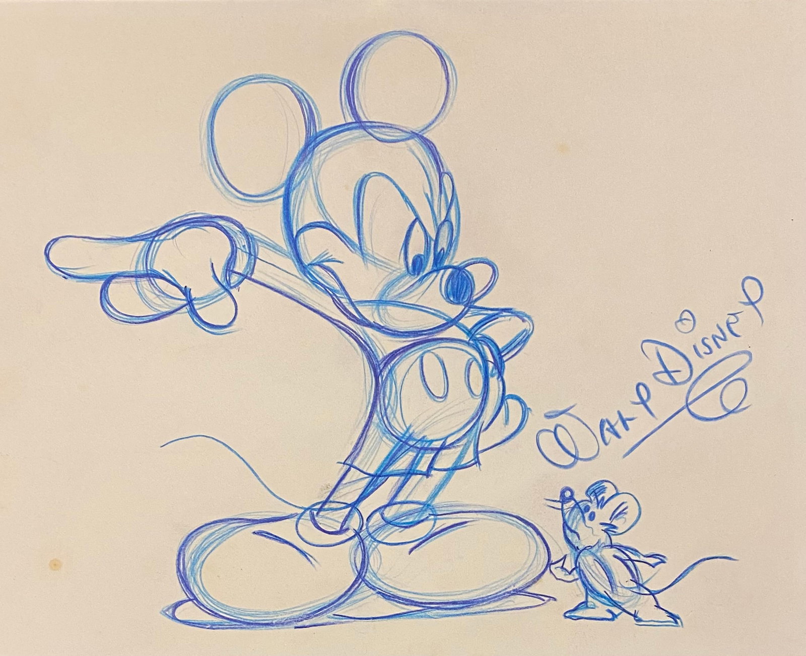 Walt Disney Hand Sketch (style of): This lot consists of a hand painted Sketch in the style of the painter Walt Disney. Walter Elias Disney was an American businessman, animator, screenwriter, voice actor and film producer. A pioneer of