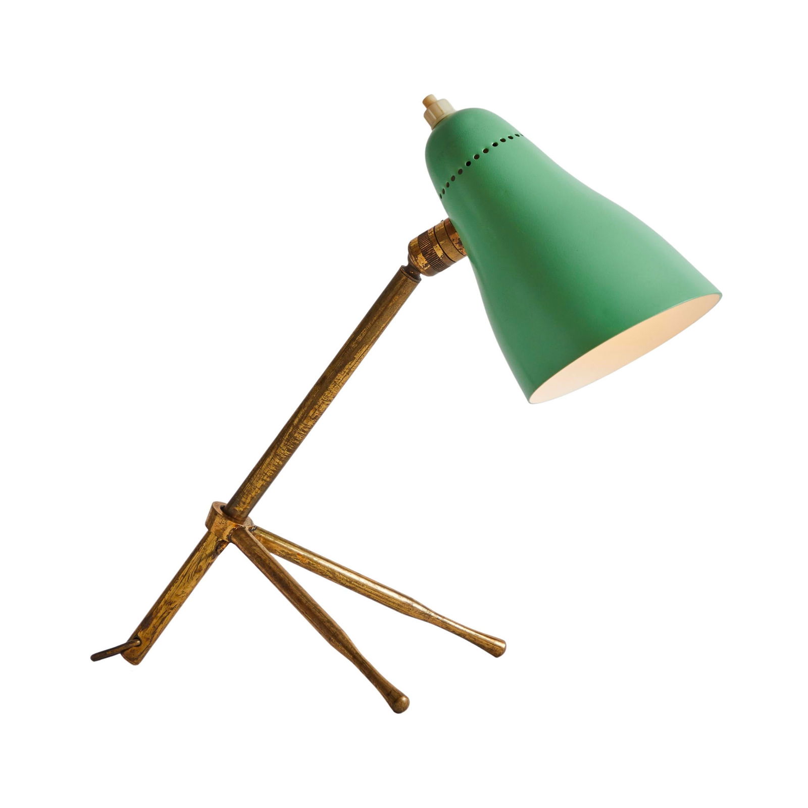 1950s Giuseppe Ostuni 'Ochetta' Green & Brass Wall or Table Lamp for O-Luce (1 of 13)