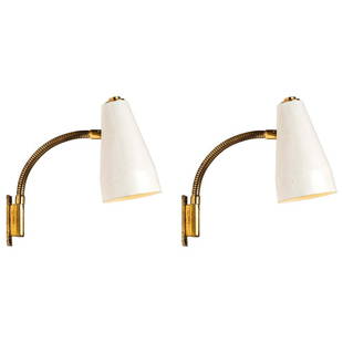 Pair of 1950s Lisa Johansson Pape Model #50-056/2 Wall Lights for Stockmann Orno: Quantity: 2 lamps Pair of 1950s Lisa Johansson Pape Model #50-056/2 Wall Lights for Stockmann Orno. Orno Oy (Manufacturer),Stockmann-Orno, (Maker),Lisa Johansson-Pape (Designer)