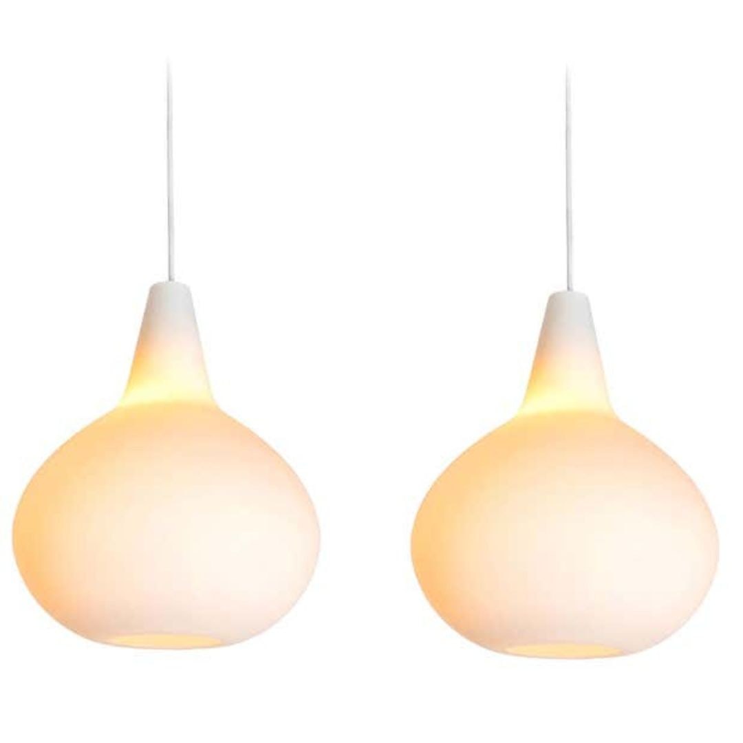 Pair of Lisa Johansson-Pape 'Round Onion' Opaline Glass Pendants (1 of 7)