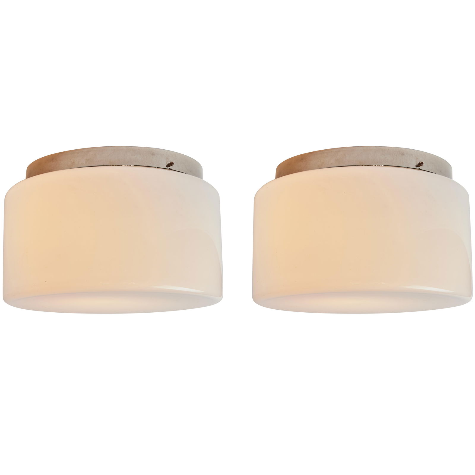 Pair of 1940s Paavo Tynell Model #2016a Glass & Metal Wall or Ceiling Lamp for Taito Oy (1 of 10)