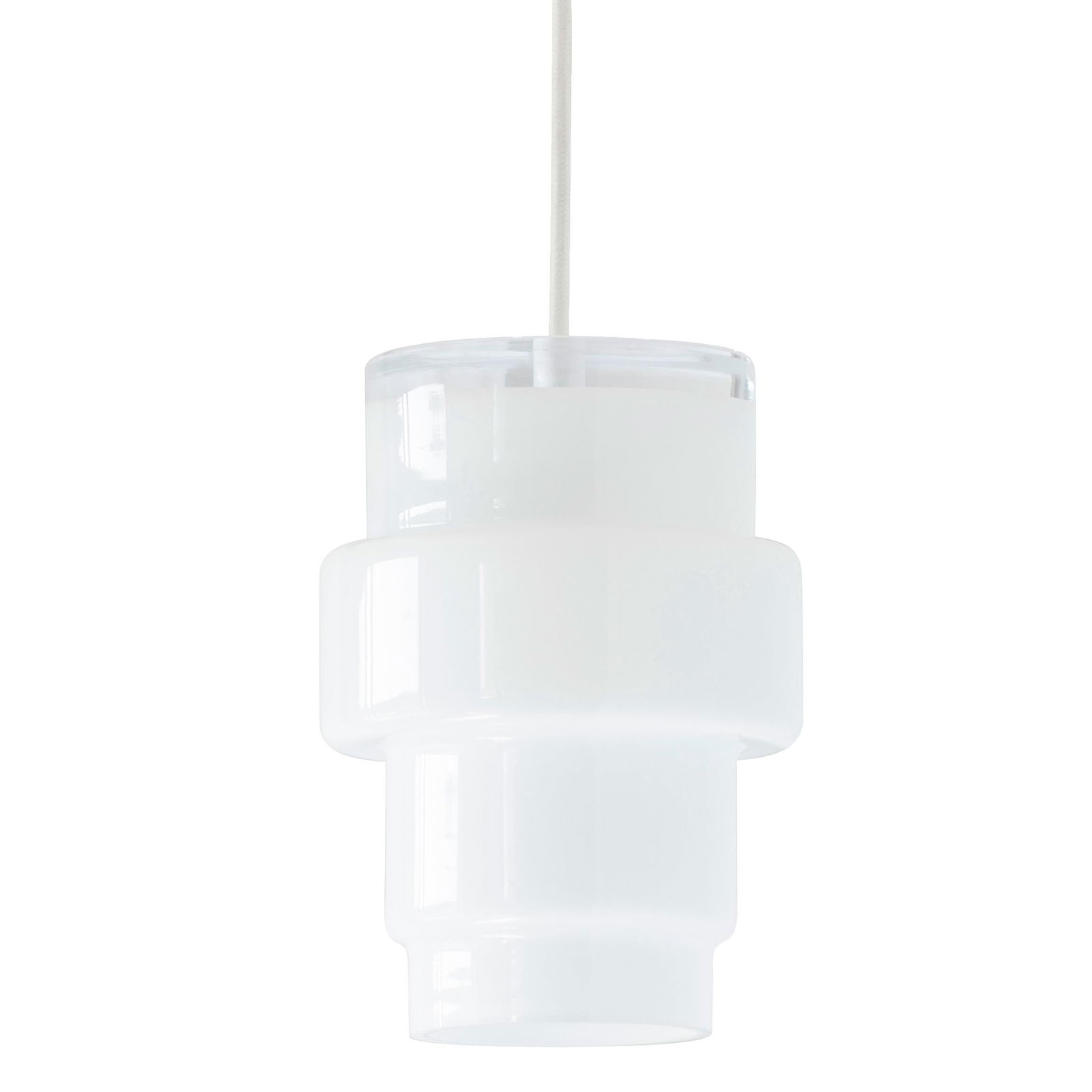 Multi L' Glass Pendant in White by Jokinen and Konu for Innolux: Quantity: 1 'Multi L' glass pendant by Jokinen and Konu for Innolux. Executed in hand blown opaline glass.