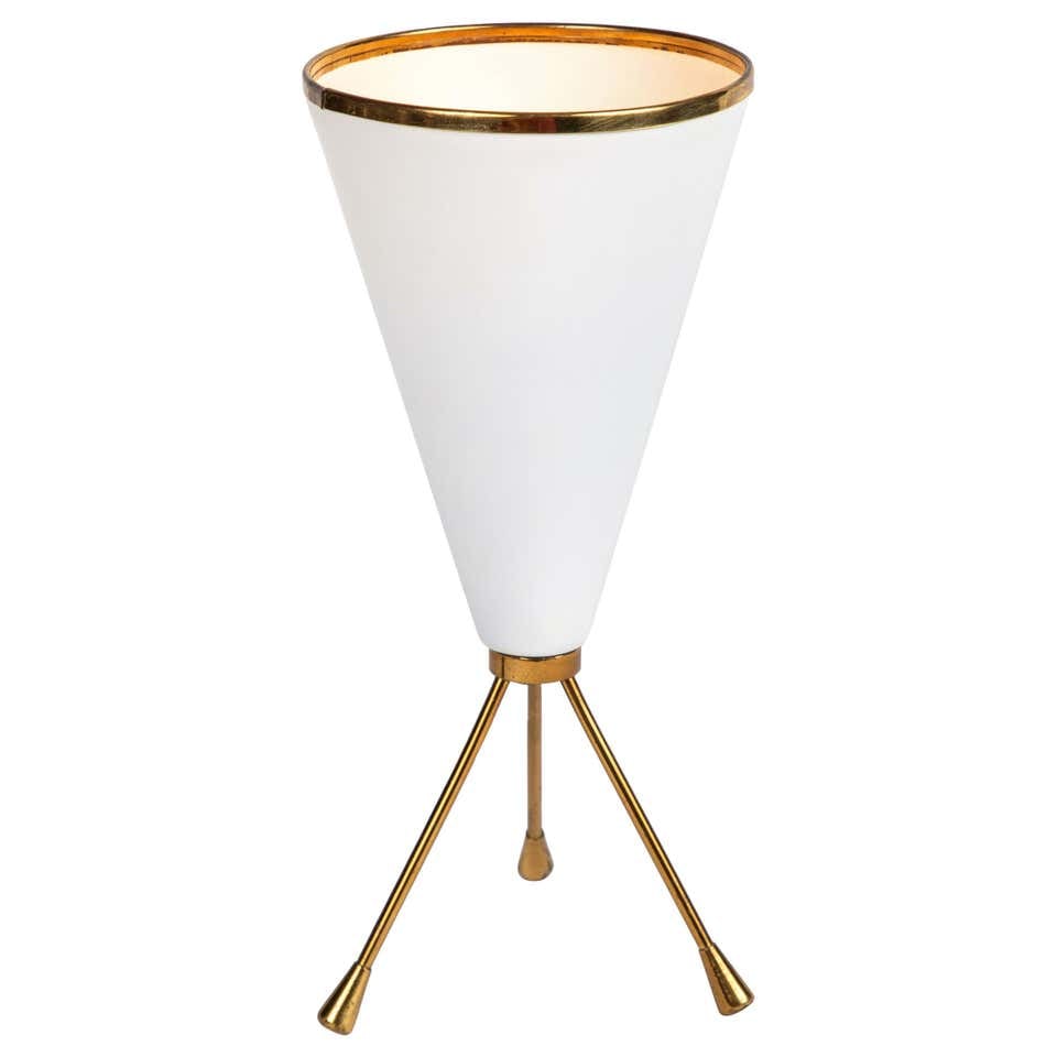 1950s Stilux Milano White Cone Tripod Table Lamp (1 of 7)