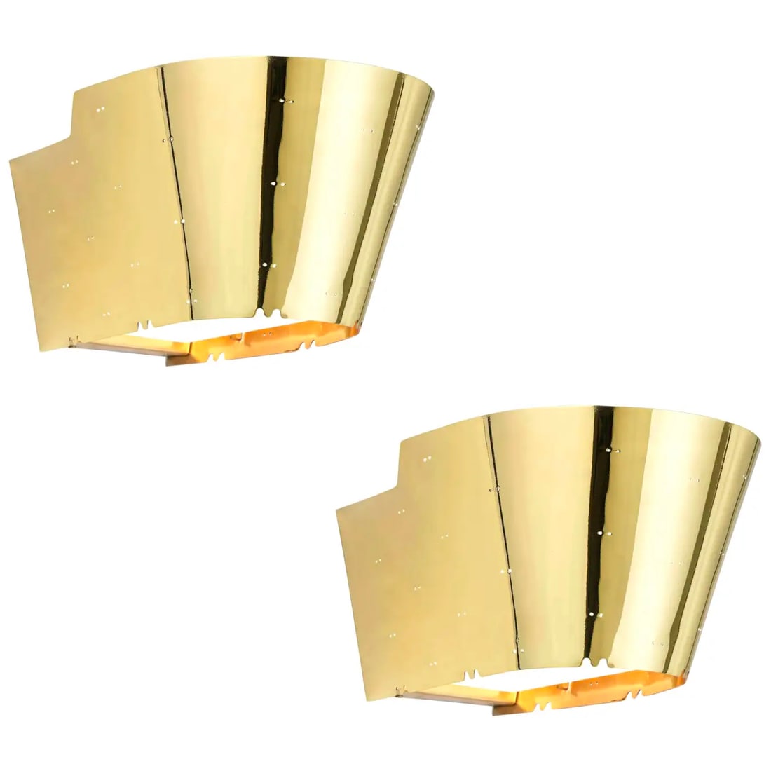 Pair of Paavo Tynell '9464' Perforated Brass and Glass Wall Lights (1 of 6)