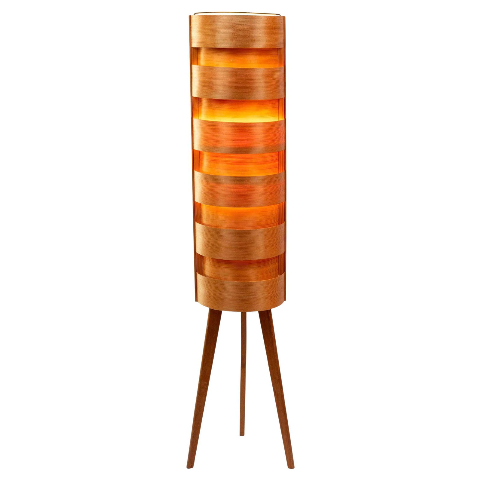 1960s Hans-Agne Jakobsson Wood Tripod Floor Lamp for AB Ellysett (1 of 8)