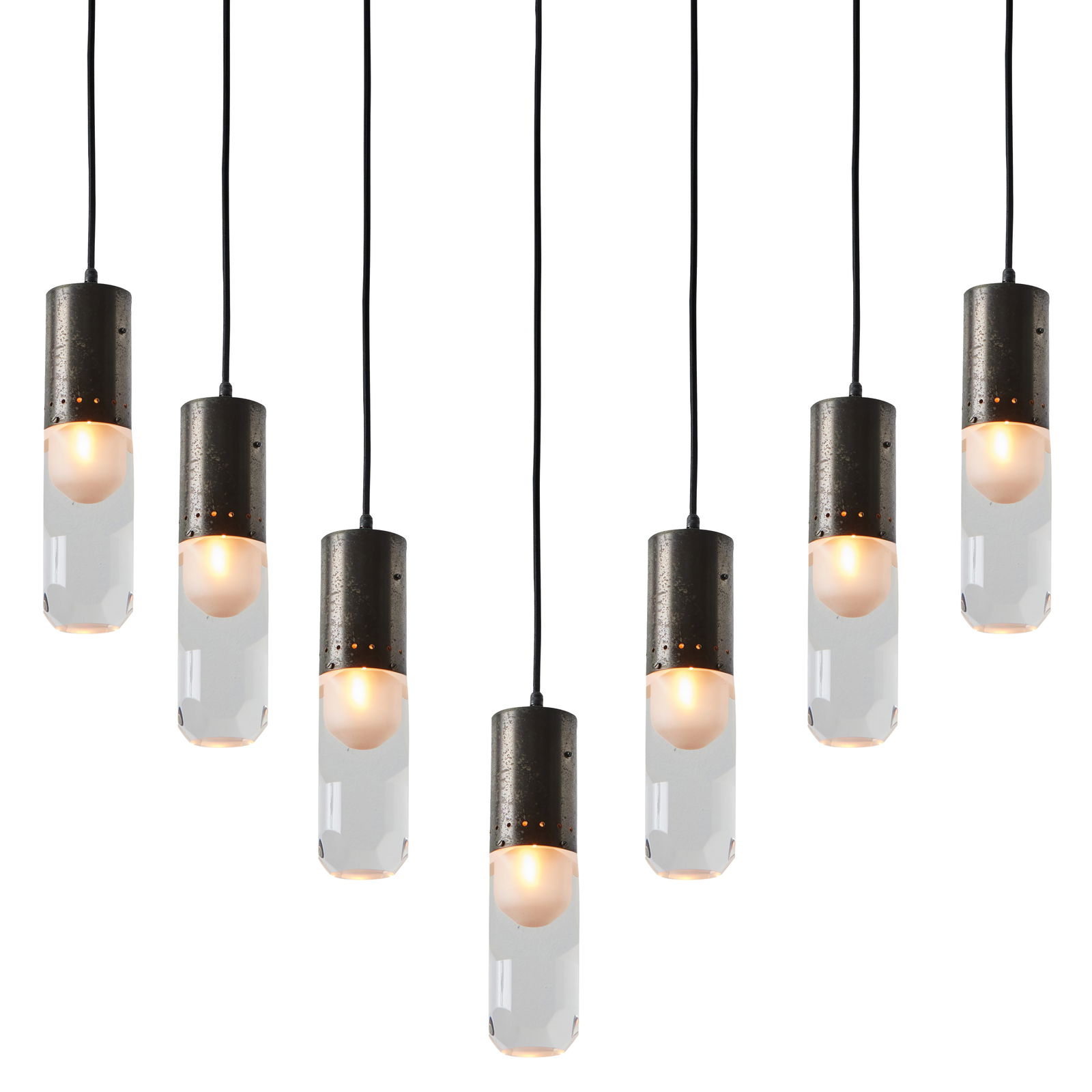 Set of 7 1960s Faceted Diffuser Pendant Lamp Attributed to Stilnovo (1 of 16)