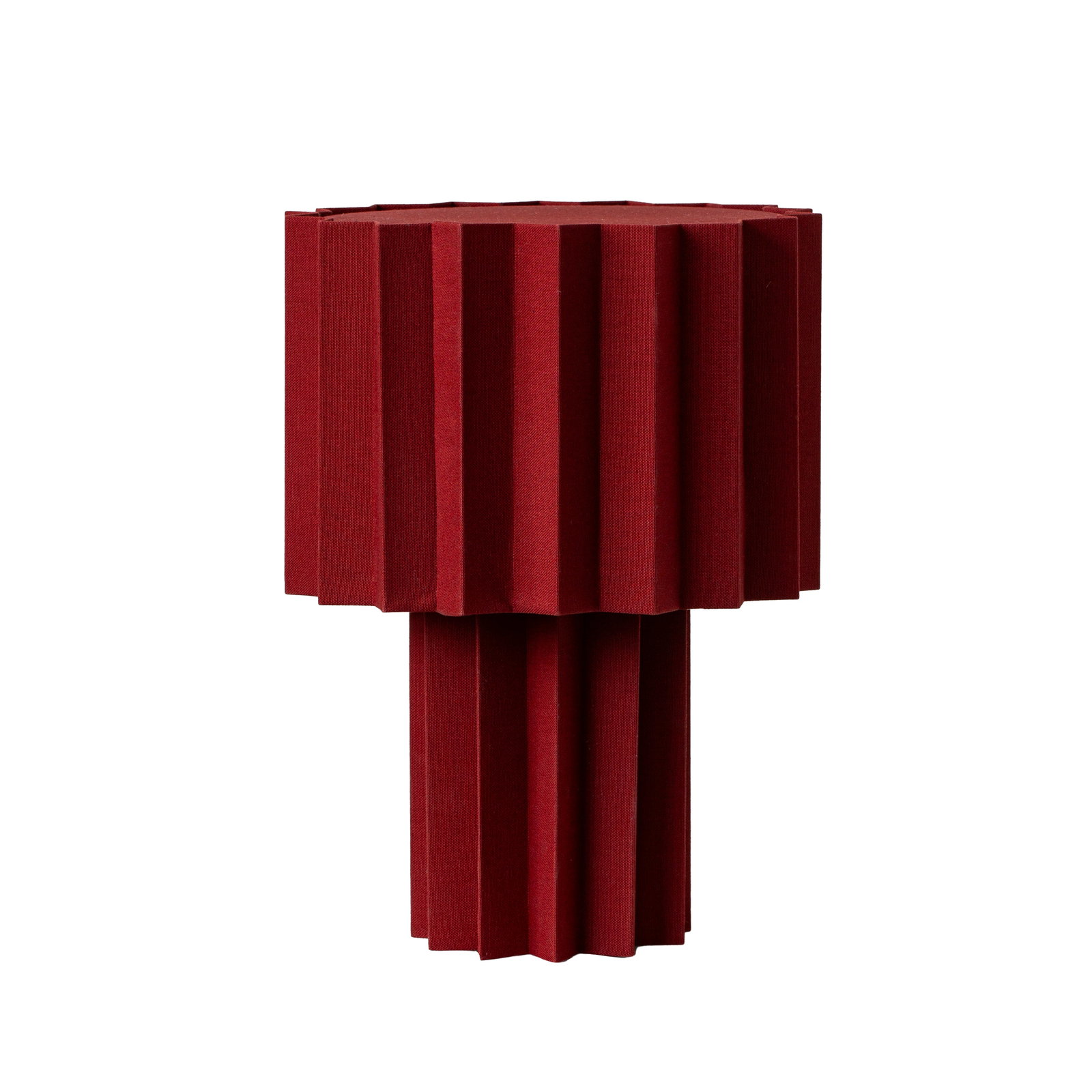 Plissé Burgundy Edition' Pleated Textile Table Lamp by Folkform for Örsjö: Quantity: 1 Plissé Burgundy Edition' Pleated Textile Table Lamp by Folkform for Örsjö.Its light filters through the skillfully pleated burgundy textile shade, casting a warm glow and creating a bea