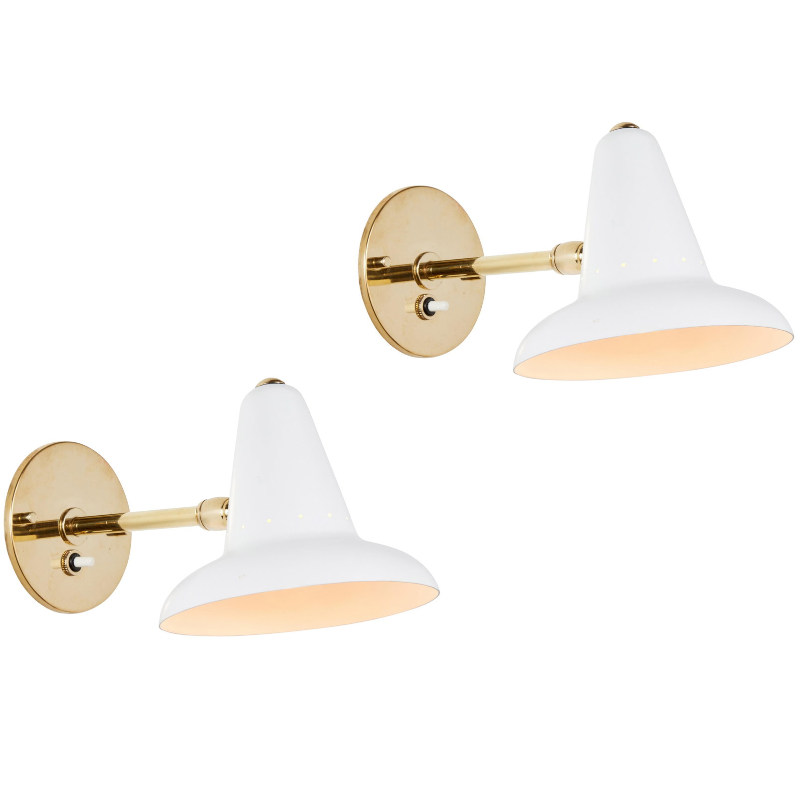 Pair of 1950s Italian White Perforated Sconces Attributed to Gino Sarfatti (1 of 7)