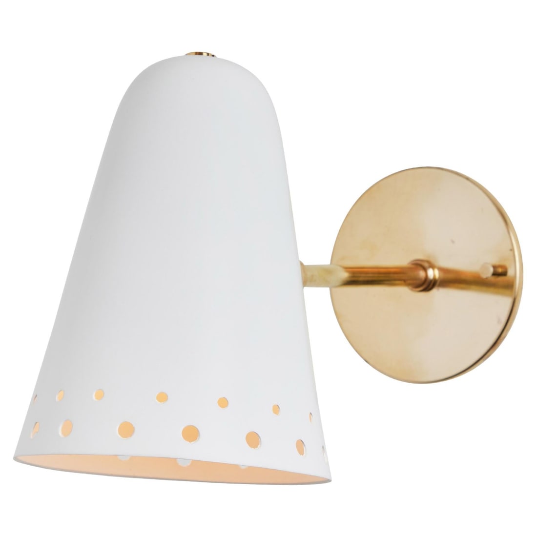 Rare 1950s Robert Mathieu Perforated White Metal and Brass Wall Sconce (1 of 13)