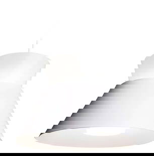 Yki Nummi White '1955' Pendant for Innolux Oy, Finland: Quantity: 1 Yki Nummi White '1955' Pendant for Innolux Oy, Finland. Designed in 1955, Nummi's innovative design is formed by two cone-shaped shades, the top is of white acrylic and the bottom pressure