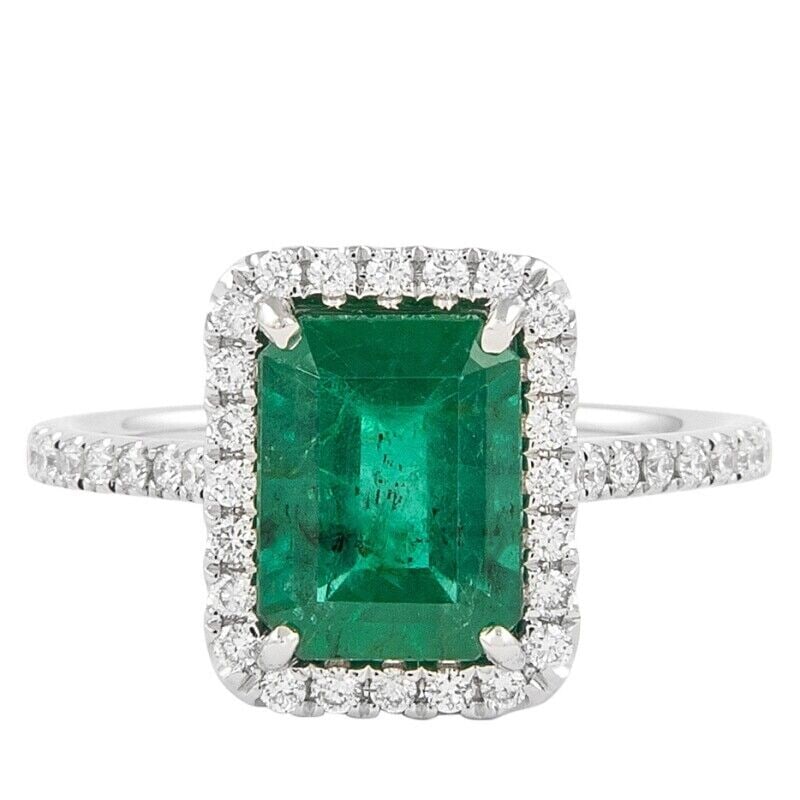 5.00 Ct Certified Natural Emerald Diamond Ring 14K Solid White Gold Ring (1 of 4)