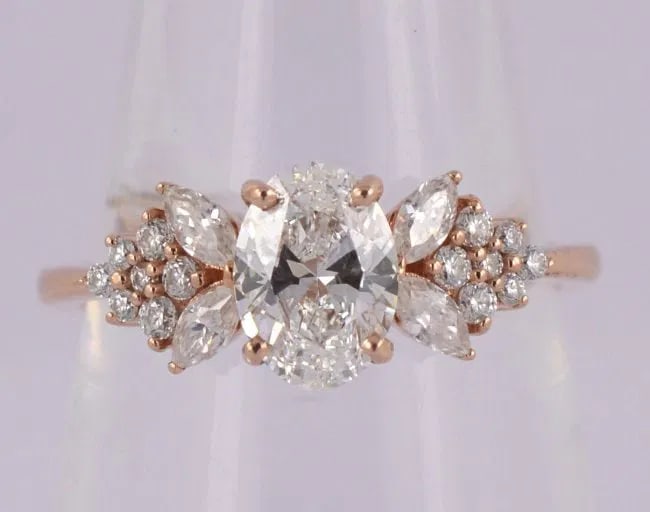 Certified Carat 1.10 Carat Natural Diamond Oval Cut 14kt Solid Rose Gold Ring (1 of 5)