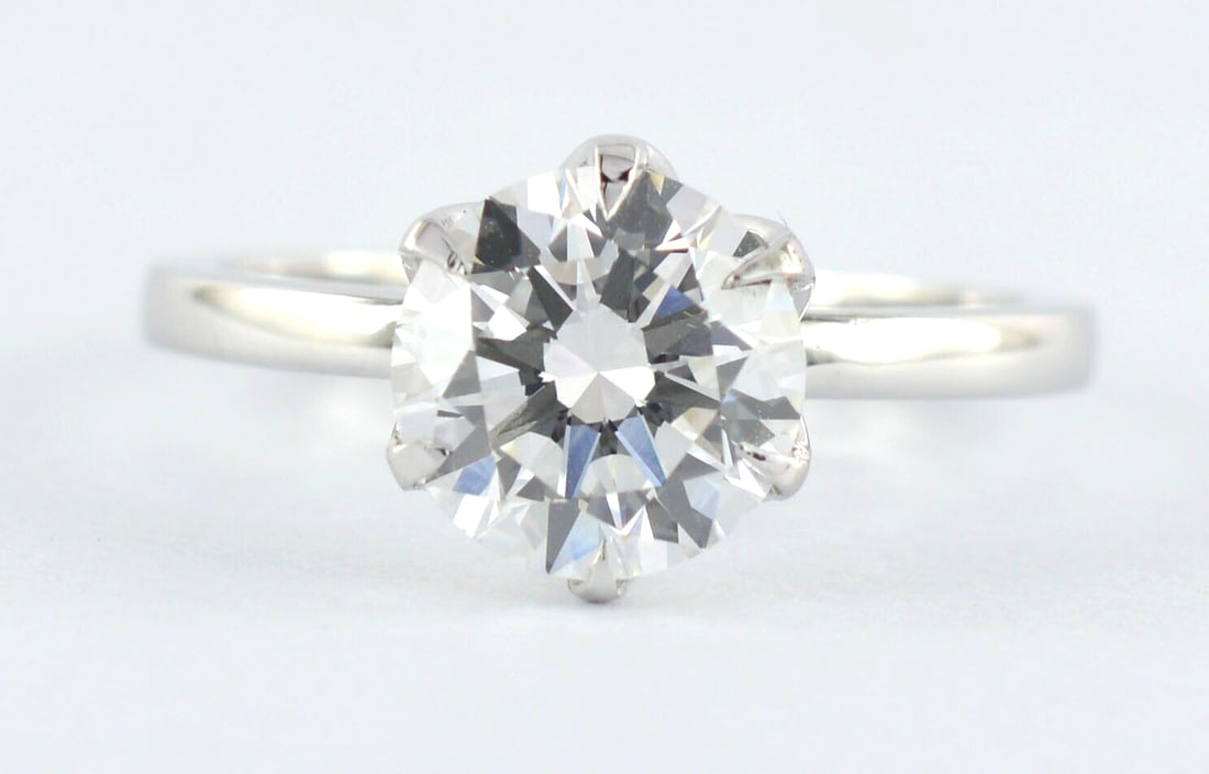 GIA CERTIFIED 2.30 CT VVS1 F COLOR NATURAL DIAMOND 18KT SOLID WHITE GOLD RING (1 of 10)