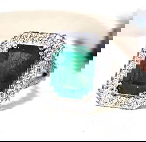 8.00 Ct Certified Natural Emerald Diamond Ring 14KT Solid White Gold (1 of 2)