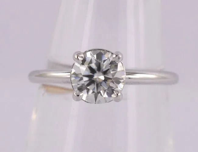 Certified 1.10 Carat Round Cut Natural Diamond VS1 - G Color 14kt Solid White Gold Ring -  Ring US - (1 of 5)