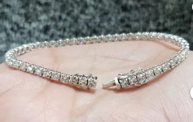 7 Carat  Diamond Tennis Bracelet 18kt Solid White Gold Natural Diamond Bracelet- 7.5 Inch (1 of 3)
