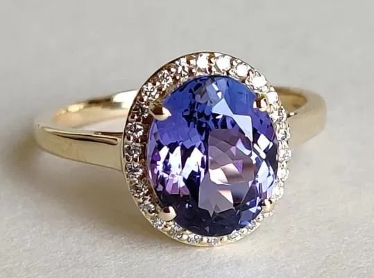 5 Carat Natural Tanzanite 14kt Solid Yellow Gold Ring (1 of 4)