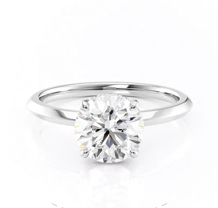 Certified Lab Grown Diamond Round Cut 1.50  Carat E VVS1 18Kt Solid White Gold Engagement Ring (1 of 4)