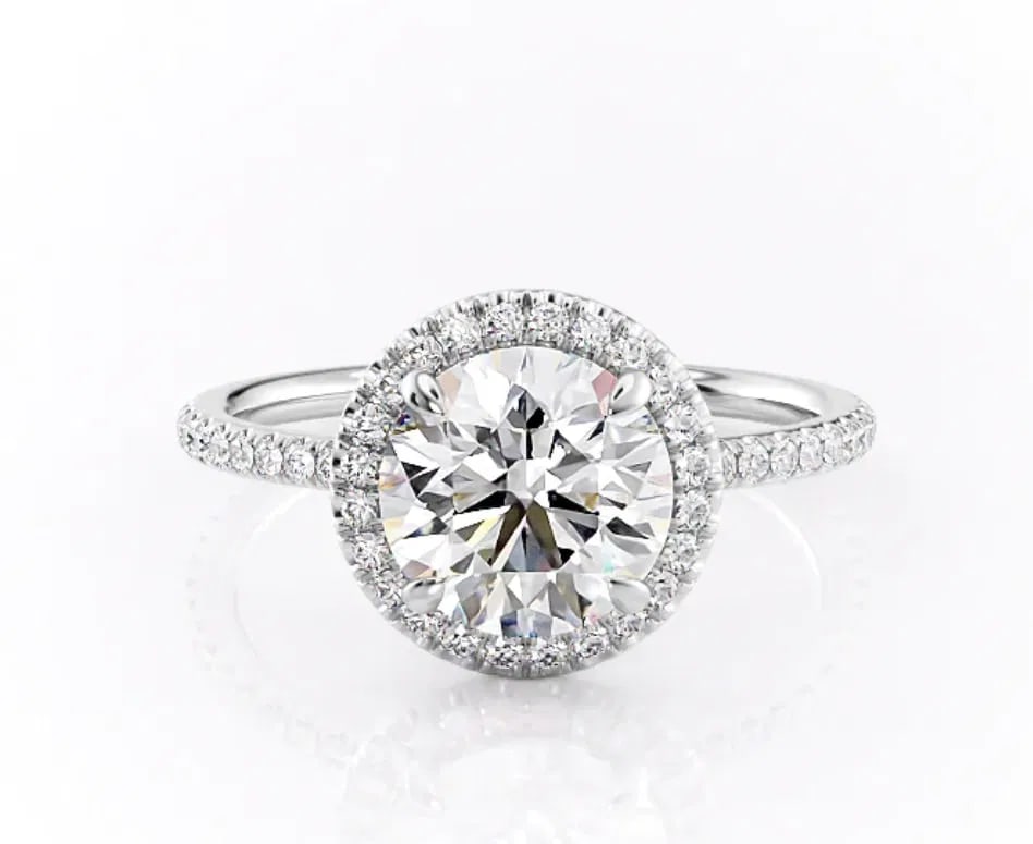Certified 2 Ct Lab Grown Diamond  Round Cut  F VVS1 18Kt Solid White Gold Engagement Ring (1 of 4)
