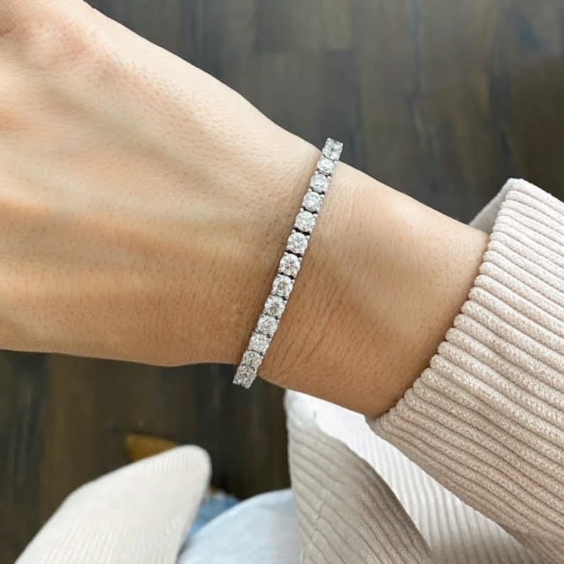 Certified 5 MM Natural Diamond Tennis Bracelet. 18K Solid White Gold 7.5 INCH (1 of 4)