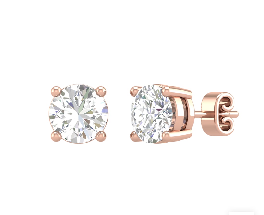 Certified 2.00 Carat 18kt Solid Rose Gold Natural Diamond earrings (1 of 2)