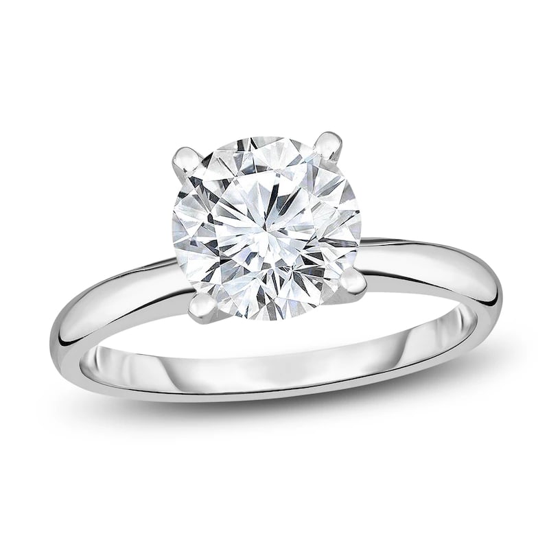 Certified 3 Ct. Lab Grown Diamond Engagement Ring in 14K Solid White Gold - Round Cut (1 of 5)