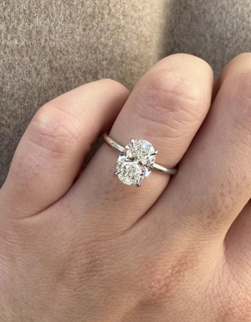 Certified 3.00 Ct. Lab Grown Diamond Engagement Ring in 14K Solid White Gold - Oval Cut (1 of 4)