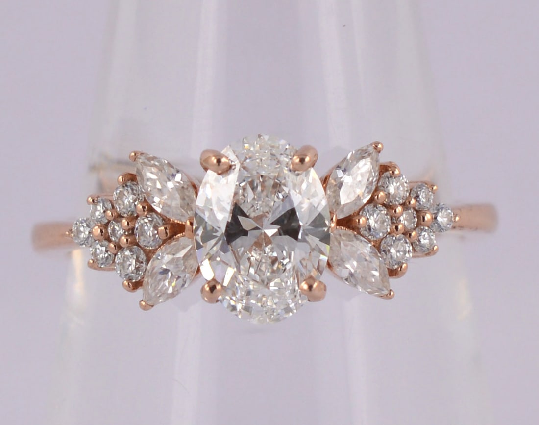 Certified Carat 1.10 Carat Natural Diamond Oval Cut 14kt Solid Rose Gold Ring (1 of 6)