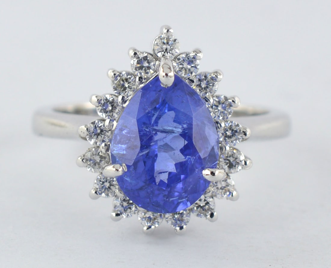 Certified Natural Tanzanite 14Kt Solid White Gold Ring 3. 00 CT (1 of 5)