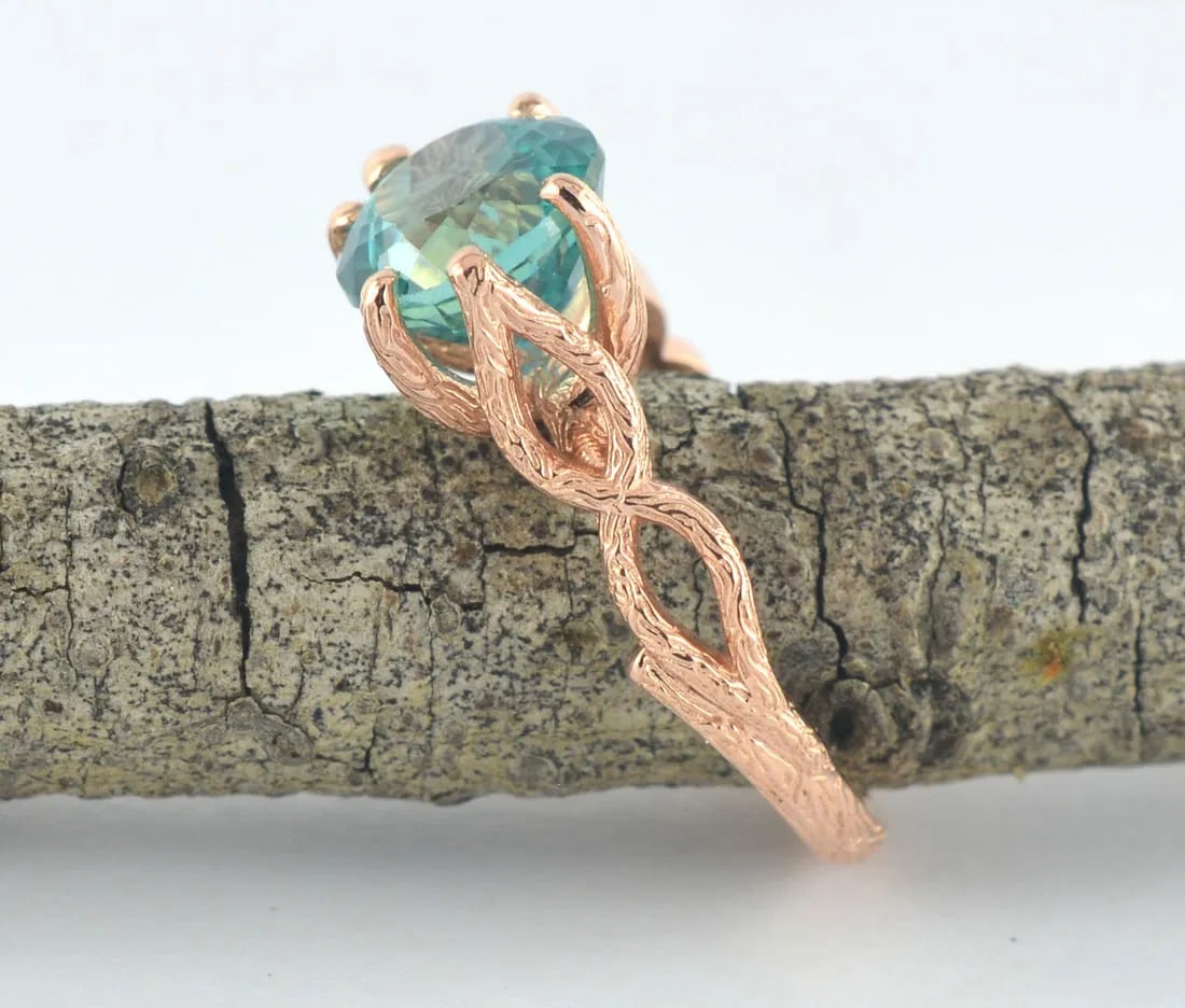 Certified Natural 5.10 Ct Paraiba Tourmaline Branch Ring .Engagement Ring. Vintage design (1 of 5)