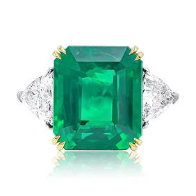 CERTIFIED 10 CT LAB GROWN EMERALD 18KT SOLID WHITE GOLD ENGAGEMENT RING (1 of 3)