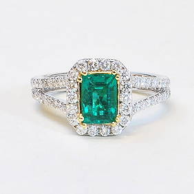 Certified 4.00 Ct lab grown Green Emerald 14kt Solid White Gold (1 of 4)