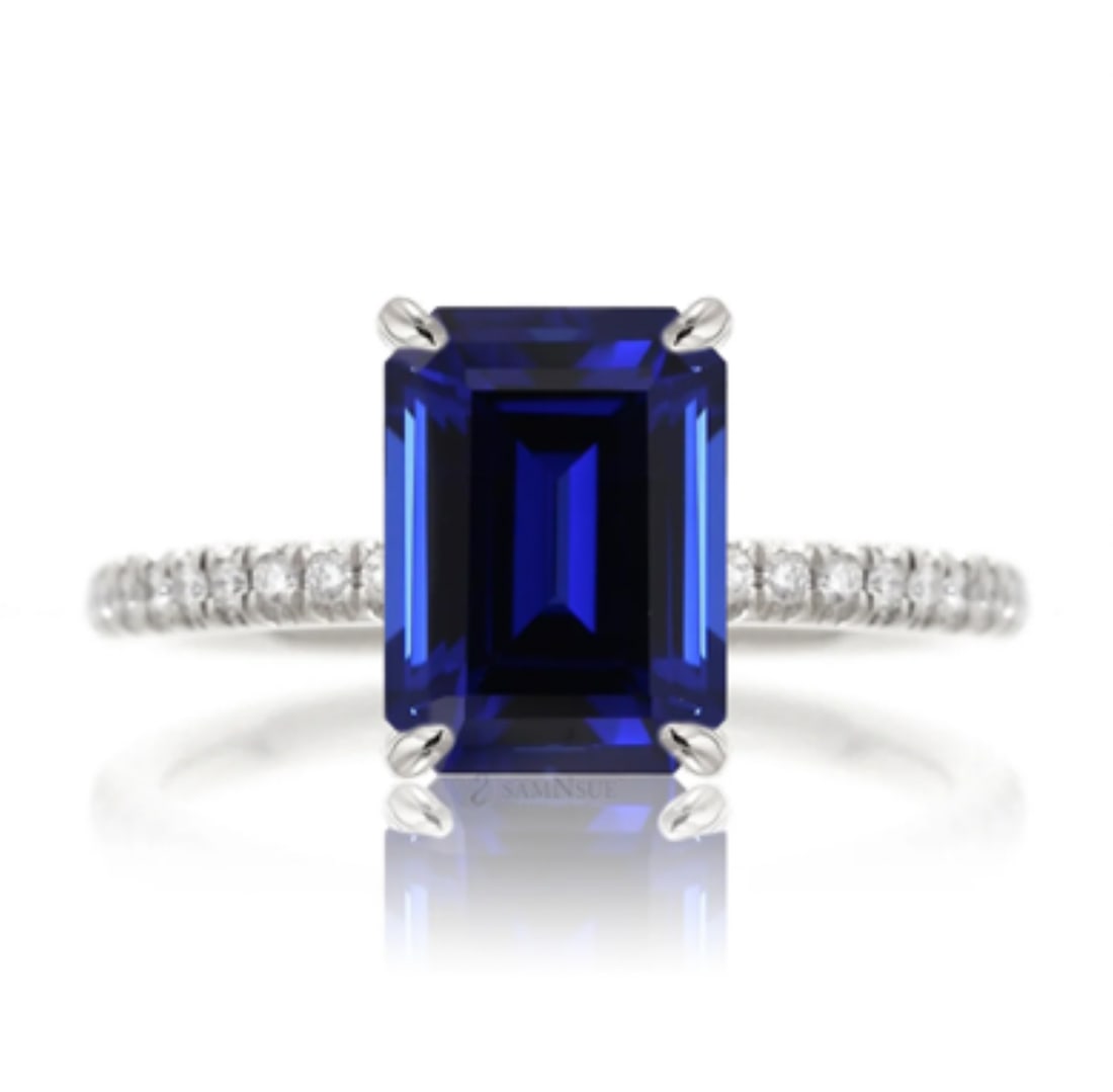 Certified 6 Carat lab grown sapphire 14kt Solid White Gold Ring (1 of 2)