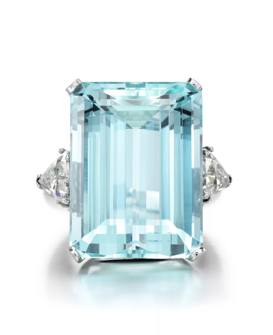 25 Ct Certified Natural Aquamarine Diamond Ring 14KT Solid Gold (1 of 4)