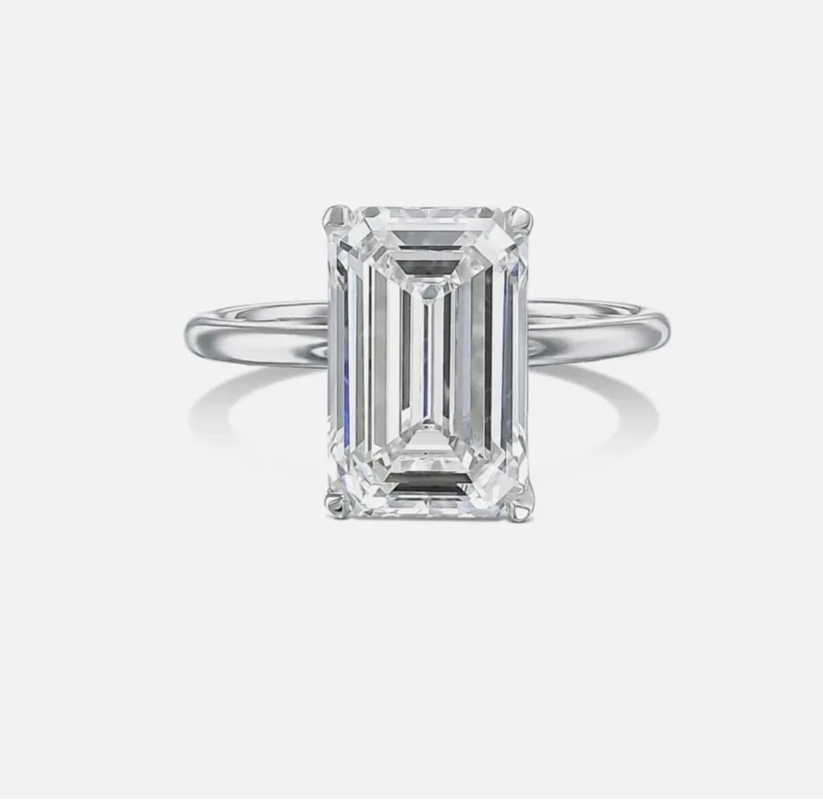 Certified 3 Carat Emerald Cut 14kt Solid White Gold Lab Grown Diamond Ring (1 of 2)